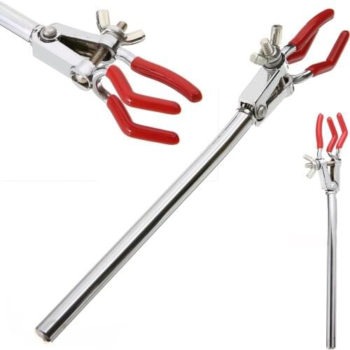 1pc Tube Clamp Holder Clamp Range 0-30mm Single Adjustment 3 Prong Extension Flask Clip Laboratory Clamp for Chemistry Lab Stand