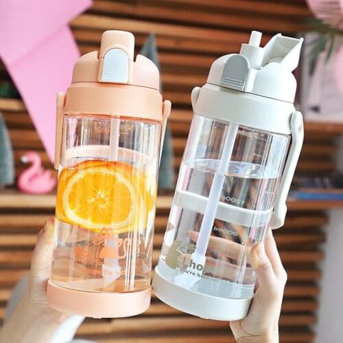 Large Capacity Water Bottle Outdoor Drinking Bottles With Straw Sports Plastic Portable Travel Shaker Pot Tea Cups Wholesale