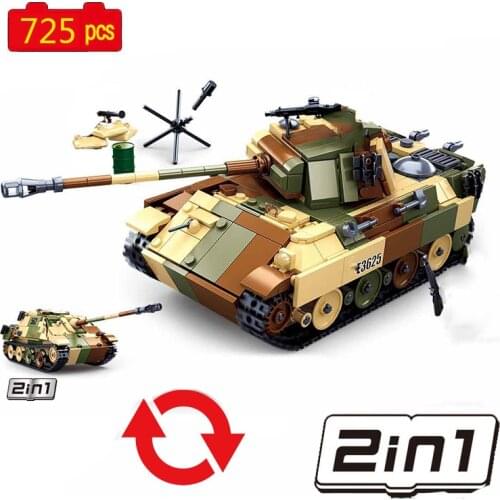 Military series WWII 2 in 1 Leopard G medium tank Weapon accessories soldiers Figures Building Blocks Bricks Toys Gifts