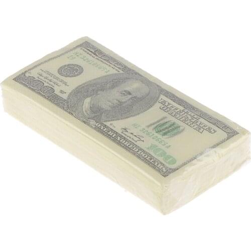 High Quality 10 Pcs/Set Creative Funny 100 Dollars Money Printed Paper Napkins Thick Toilet Tissue Paper Party Supplies