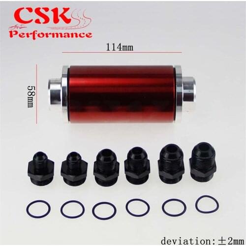 High Flow Universal AN6 AN8 AN10 Aluminum Fuel Filter Motorsport Rally Autograss Red