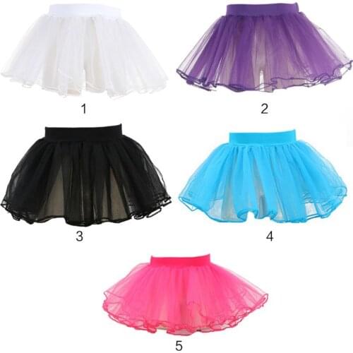 Kid Girl Layered Tulle Ballet Dance Mini Tutu Skirt Ruffled Trim Fluffy Sweet Candy Color Party Costume Princess Pettiskirt 3-8T