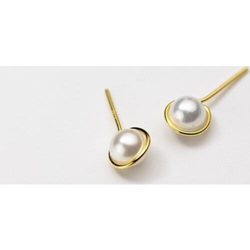 MloveAcc Real 925 Sterling Silver Pearl Stud Earrings Popular Jewelry Accessories for Women Charm Trendy Gifts