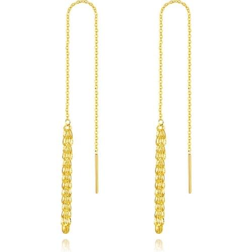 XF800 Genuine 18K Gold Jewelry Drop Earrings Fine Phoenix Tail Tassel Design Pure AU750 Simple Wedding Gift for Women E520