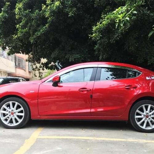 Brand New 1 Set Windows Chrome Vent Visors Rain Guard Sun Shield Deflectors For Mazda 3 Axela 2014-2019