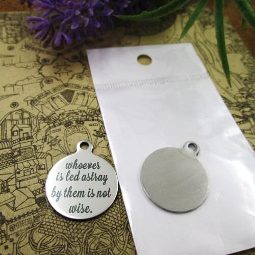 20pcs--"whoever is led astray by them is not wise."stainless steel charms styles for choosing DIY Charms Bible gold sentence