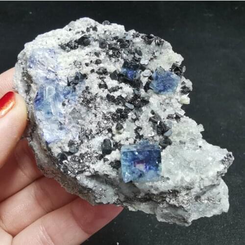 101.2gNatural rare purple fluorite, crystal, wolframite associated mineral specimen stone and crystal healing crystal quartz gem