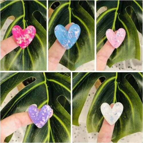 20Pcs Shiny Heart-shaped Girls Resin Decoration Crafts Shiny Flatback Cabochon Scrapbooking Embellishments DIY Hair Accessories