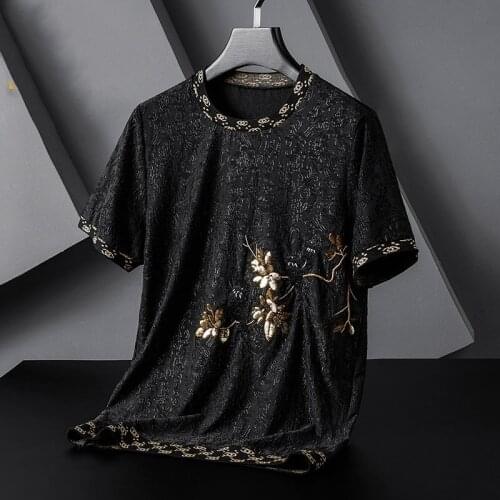 2021 Hip Hop Tees T-Shirt Chinese Style Embroidery Harajuku Loose Men T Shirt Casual Tops New Oversized Male Punk Clothes 30077