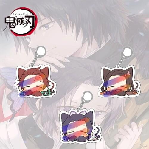 2021 Creativity Anime Demon Slayer Key Chains Child Toy Figure Kokushibou Keychain Rengoku Kyoujurou Sabito Fashion Desk Keyring