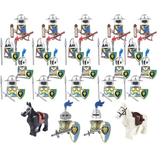 24pcs Medieval Age Castle knights Lion Golden Dragon Slive Hawk compatible Building Block Rome Warrior knight figure