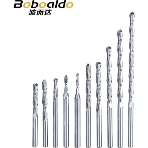 3.175mm Ball Nose End Mills Wood Cutter 2 Flutes Spiral CNC Router Bits Double Flute PVC Cutter 3D Engraving Hardwood Milling