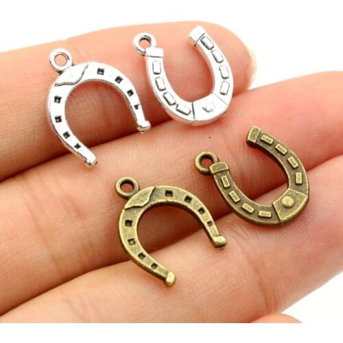 30pcs Charms Lucky Horseshoe Horse 16x13mm Antique Bronze Silver Color Plated Pendants Making DIY Handmade Tibetan Jewelry