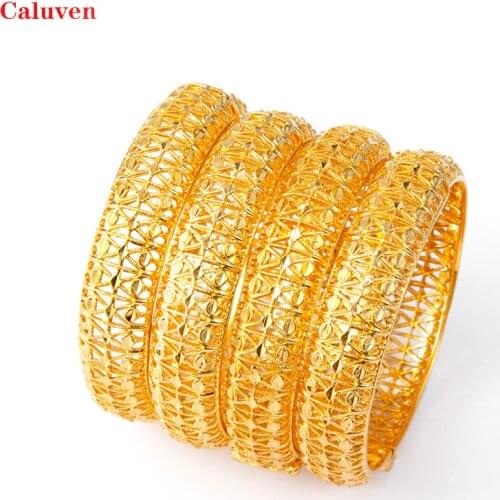 4pcs / lot Gold Color Dubai bangles for women Ethiopian bangles&bracelets Middle East wedding jewelry African gifts