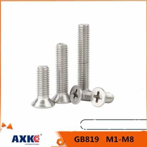 5/10/50x M1 M1.2 M1.4 M1.6 M2 M2.5 M3 M3.5 M4 M5 M6 M8 304 Stainless steel GB819 Cross Phillips Flat Countersunk Head Screw Bolt