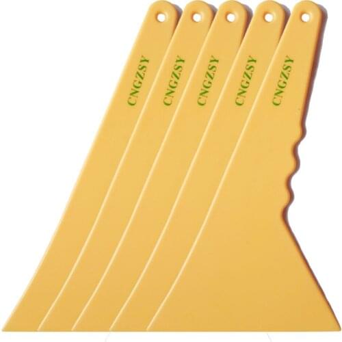 5pcs Triangle Scraper Yellow Plastic 24*12cm with Long Handle Vinyl Film Glue Removing Industry Floor Cleaning Squeegee 5A01