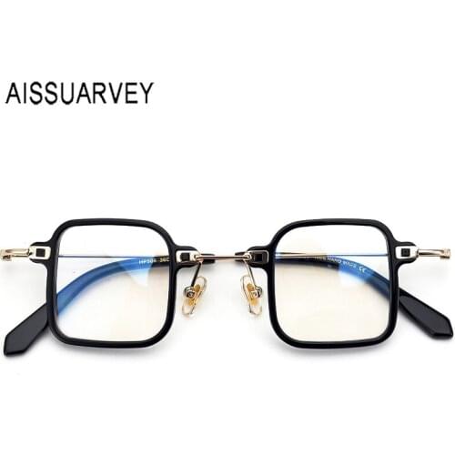 Acetate Metal Small Square Eyeglasses Frame Prescription Glasses Frames Vintage Women Eye Glasses Men Clear Transparent Designer