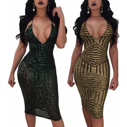 American and European sequinned dress sequinned sexy halter dress nightdress 1pcs/lot