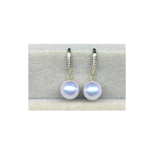 Free shipping>>>>noble jewelry gorgeous 18k pair of 10-11mm south sea round white pearl dangle earring