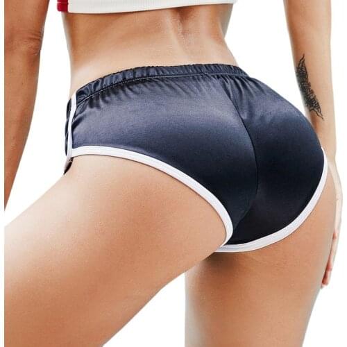 Low Waist Shiny Elastic Athletic Gym Running Sexy Booty Shorts Women Micro Mini Hot Short Bodycon Shaping Fitness Bermuda Trunks
