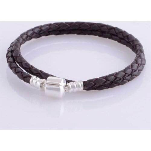 CKK Bracelet Dark Coffee Leather Double Bracelets Women Pulseira Feminina Masculina Pulseras Mujer Silver 925 Sterling jewelry