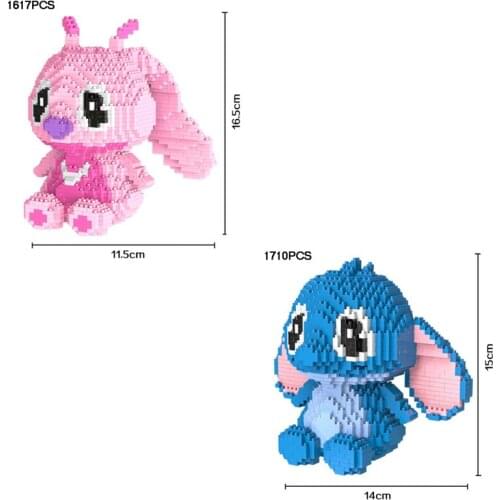 Disney cartoon Alien monsters Lilo & Stitch figures micro diamond blocks Angel building brick educational toy nanobrick for kids