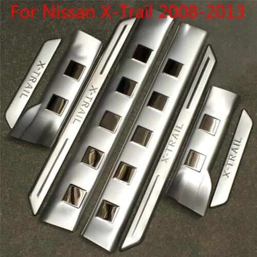 For Nissan X-trail 2008 2009 2010 2011 2012 2013 Stainless Steel Inner Scuff Plate Door Sills Thresholds Pad Tread Plate Pedal