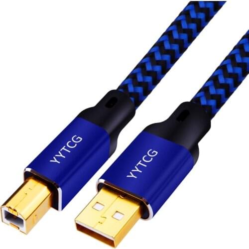 Hi-End Y-022 Gold-plated Plug USB Audio Cable DAC Decoding Fever Cable A-B Single Crystal Copper Data Cable OFC Shield