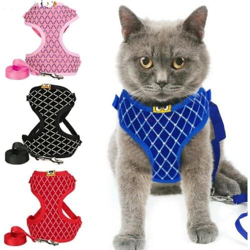 S/L Cat Harness and Leash Set Breathable Mesh Small Pet Vest Walking 4 Colors