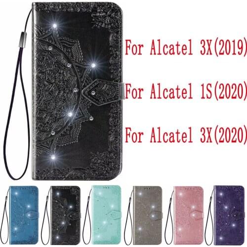 Sunjolly Leather Case Flip Card Wallet Stand Cover coque For Alcatel 3X 2019 For Alcatel 1S 2020 Case For Alcatel 3X 2020 Case