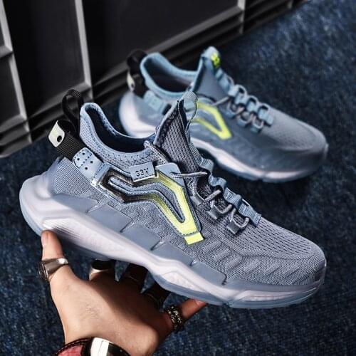 Trendy Men Running Shoes Breathable Reflective Sneakers High Quality Antiskid Damping Jogging Shoes All-match Zapatillas Hombre