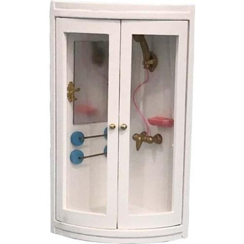 1:12 Dollhouse Miniature Furniture Simulation White Bathroom Shower Room for Doll House Decoration