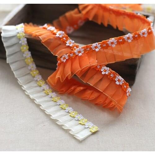 Fashion Organza Organ Pleated Applique Lace Fabric DIY Doll Clothes Skirt Pet Scarf Sewing Hat Backpack Strap Decoration Trim