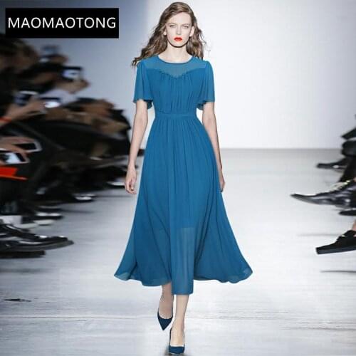 Fashion Designer Dress Summer Womens Dress Butterfly Sleeve Ruched Chiffon Dresses