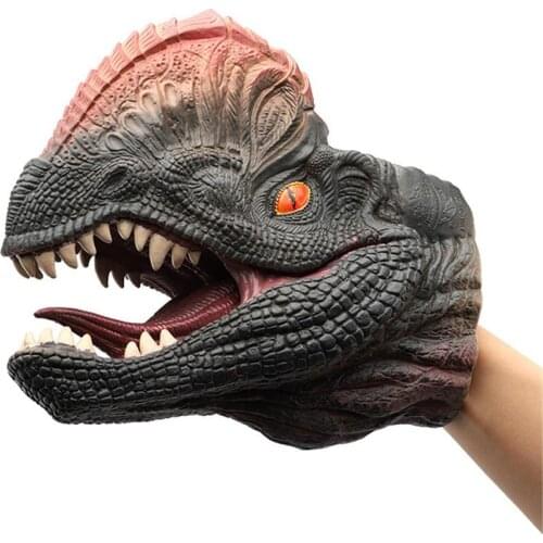 Dinosaur Soft Rubber Hand Puppet High Simulation Double Crown Dragon Safety Environmental Protection Child Novelty Funny Doll
