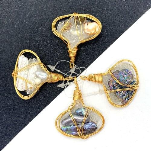 Natural Baroque Pearl Pendant Crystal Hand-wound Irregular Shape Copper Wire DIY Making Necklace Bracelet Accessories
