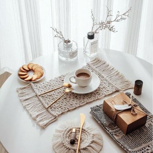 Nordic Non-slip Coaster Woven Placemat for Dining Table Mat Thickened Heat Insulation Pad Hotel Kitchen Home Decoration Desktop