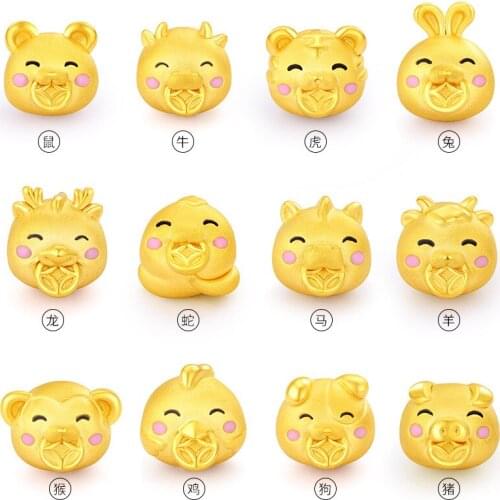 Original Chinese retro culture 12 zodiac Bracelet beads delicate cute designer unique ancient gold craft CHARM Silver Jewelry