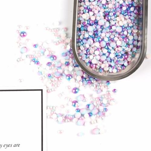 Dia 3/4/5/6/8mm Mixed Color Half Round Acrylic Imitation Flatback Pearl Beads for Jewelry Making /Nail Art /Phone Decoration