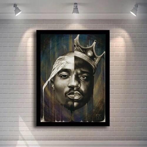 Portrait of Big and Tupac Canvas Paintings Posters and Prints Wall Art Picture for Living Room Home Decoration