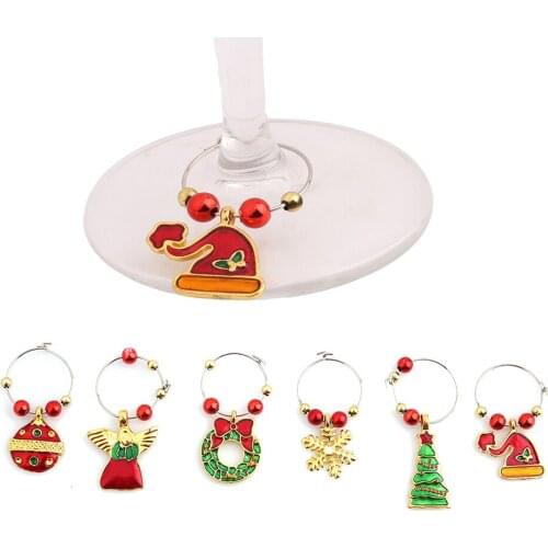 Christmas Decorations For Home Wine Glass Sign Party New Year Cup Ring Table Santa Claus Navidad Jingle Bells Metal Ring