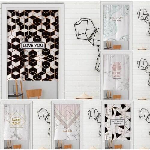 Nordic Marble Texture Cloth Door Curtain Kitchen Bedroom Partition Curtain Tube Curtain Shower Curtains Blackout Curtain