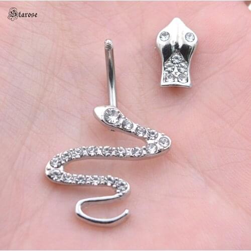 Starose 1pc New Animal Snake Navel Piercing Belly Button Rings Body Jewelry Sexy Surgical Steel Rod Crystal Belly Ring Earrings