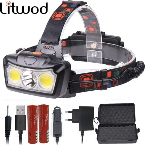Litwod Z30 Led headlight headlight XM-L T6 COB super bright LED head flashlight lamp 18650 rechargeable battery torch light