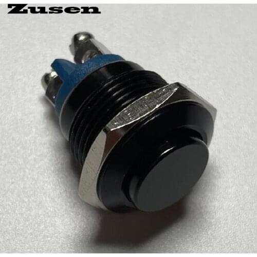 Zusen 16mm Momentary Black metal push button switch waterproof switch