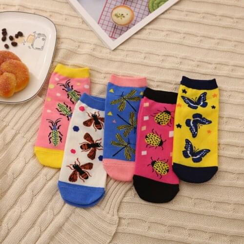 10Pcs=5 Pairs/Lot Socks Fashion Creative Jacquard Cotton Women Socks Set Top Quality Cartoon Funny Animal Cute Ankle Sock Pack