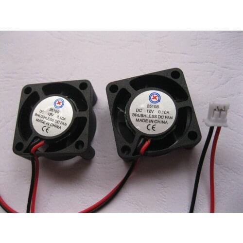 100 Pcs Brushless DC Cooling Fan 5 Blade 2510S 12V 25x25x10mm 2Wire