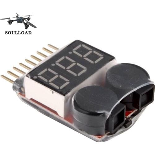 1-8S Lower Voltage Buzzer Alarm 3.7-30V Lipo Li-ion Fe Battery Voltage 2 IN 1 Tester