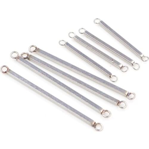 20pcs Stainless Steel 1.5x25mm/40mm Square Rod Welding Double Single Hole Earrings Pendant Jewelry Making Accessories