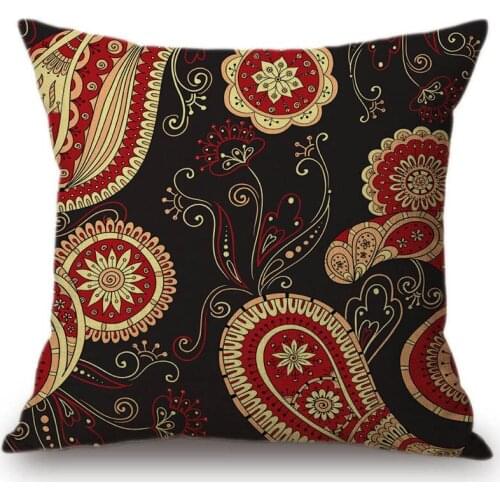 2019 Bohemian Floral Pattern Paisley Design Home Decorative Sofa Cushion Cover Cotton Linen Grey Blue Exotic Design Pillow case
